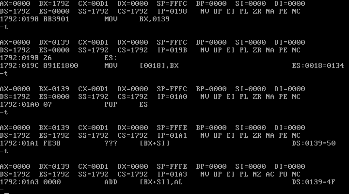 Screenshot of DOS DEBUG.COM